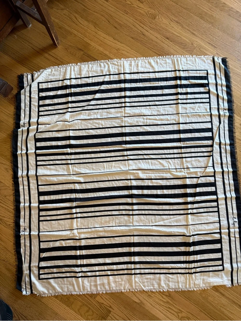 La Ligne 🖤 Mia Pareo Ivory/Black Cotton Silk